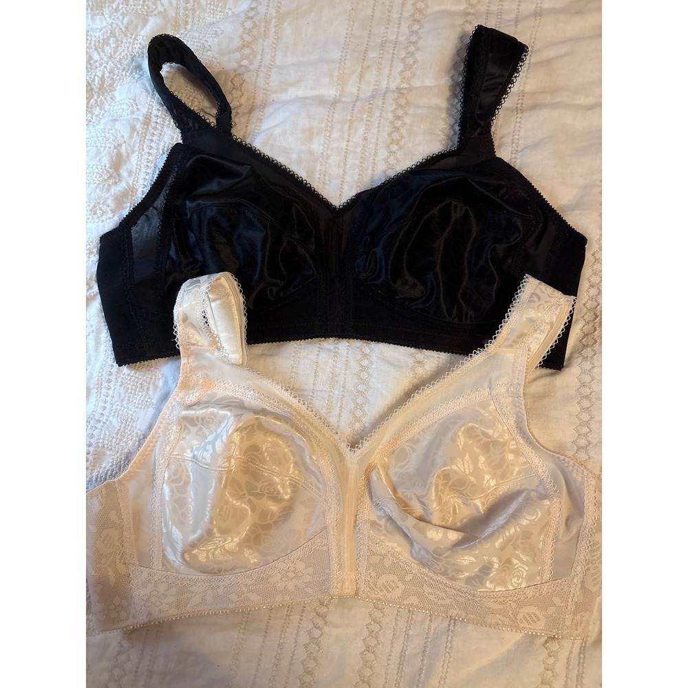 Playtex 18hr FF Black/Beige‎ Ultimate Shoulder Comfort Wireless Bra 42B x2
